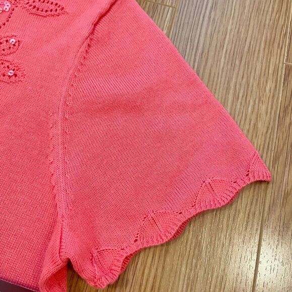 NWT Pink Floral Knit Cottagecore Tee Blouse - Picture 7 of 12